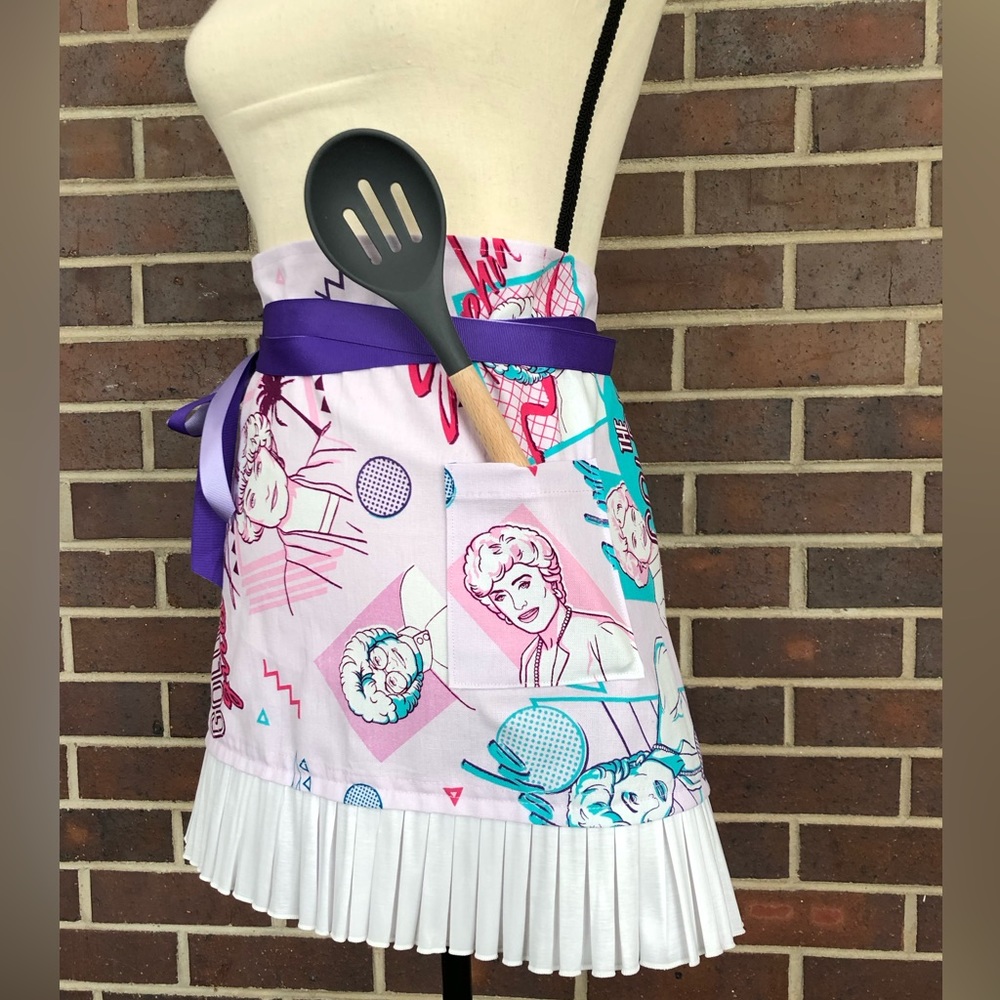 The Golden Girls Apron Retro 80s 90s Waist Apron with Pocket NEW Ruffle - Picture 3 of 15